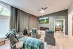 Lower level living area with big screen TV